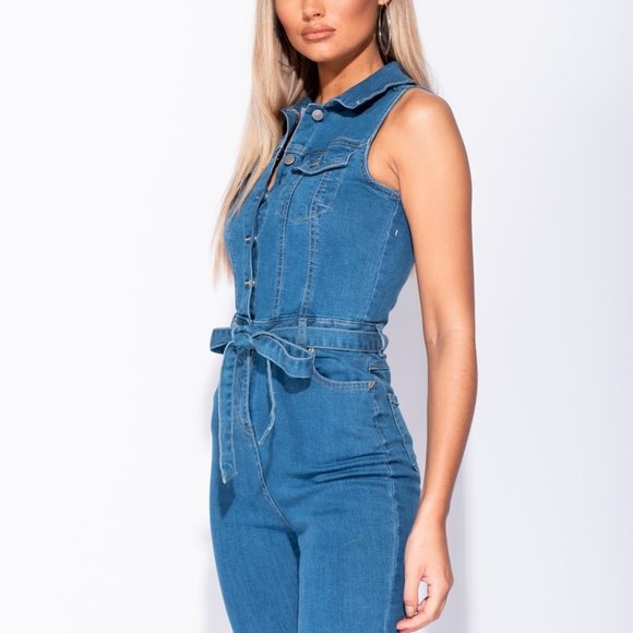 RESTOCKING 5⭐ Gia Denim Belted Denim Jumpsuit - Picture 7 of 8